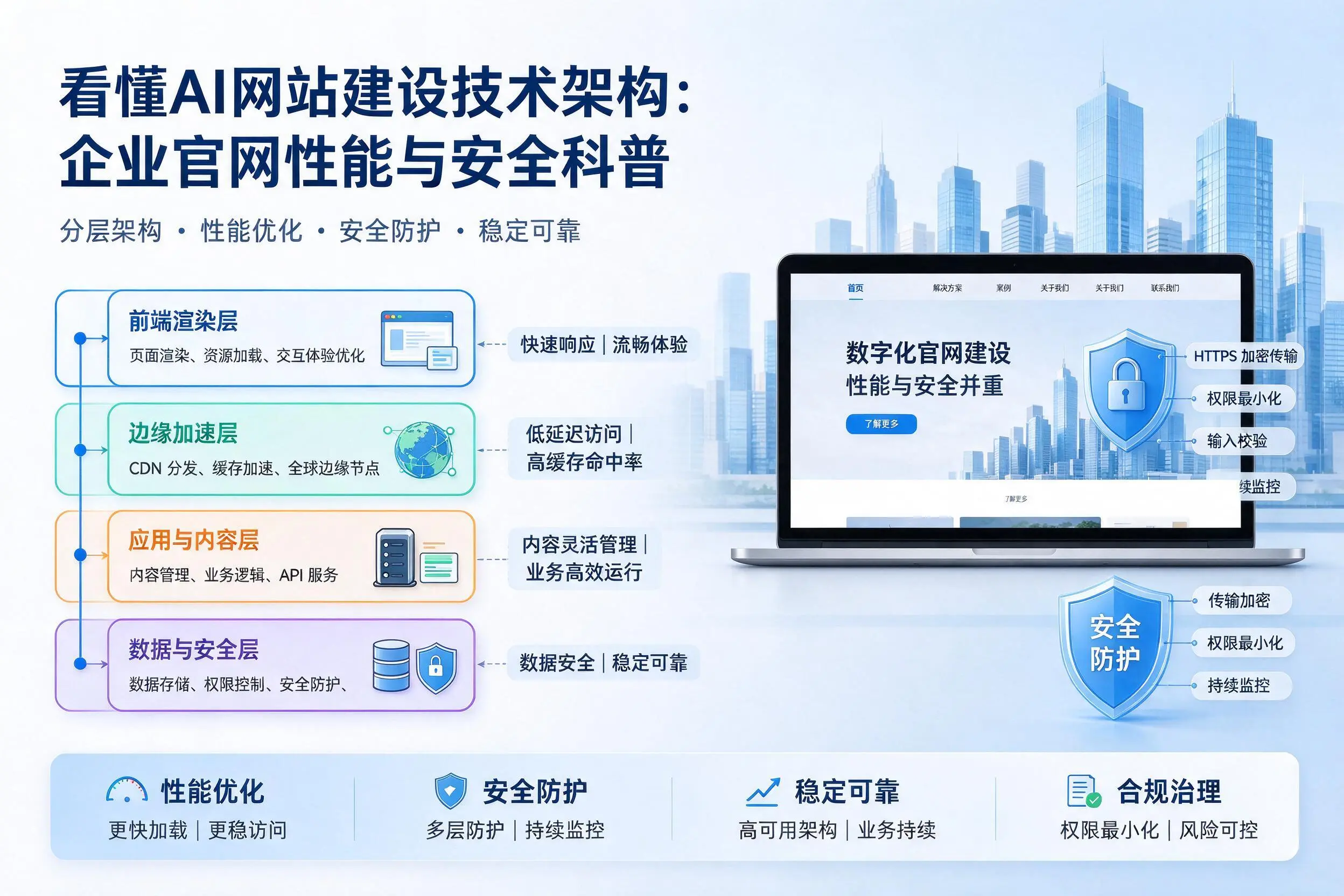 看懂AI网站建设技术架构：达州企业官网性能与安全科普