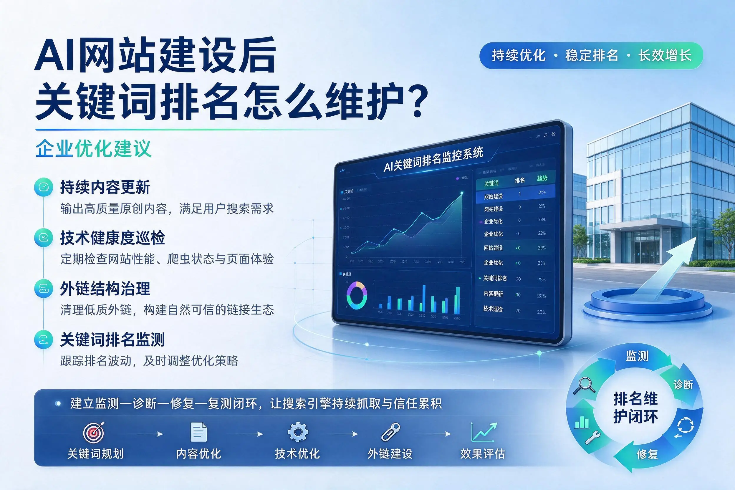 AI网站建设后关键词排名怎么维护？达州企业优化建议